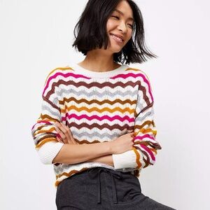 Lou & Grey for Loft textured zig zag‎ sweater size small